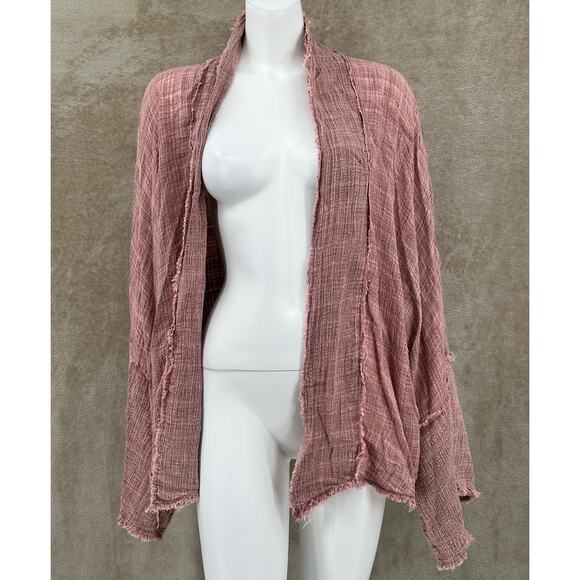 Kyla Seo Cardigan Womens Small Gauzy Cotton Topper Draped Open Beachy Oversized - Picture 1 of 10